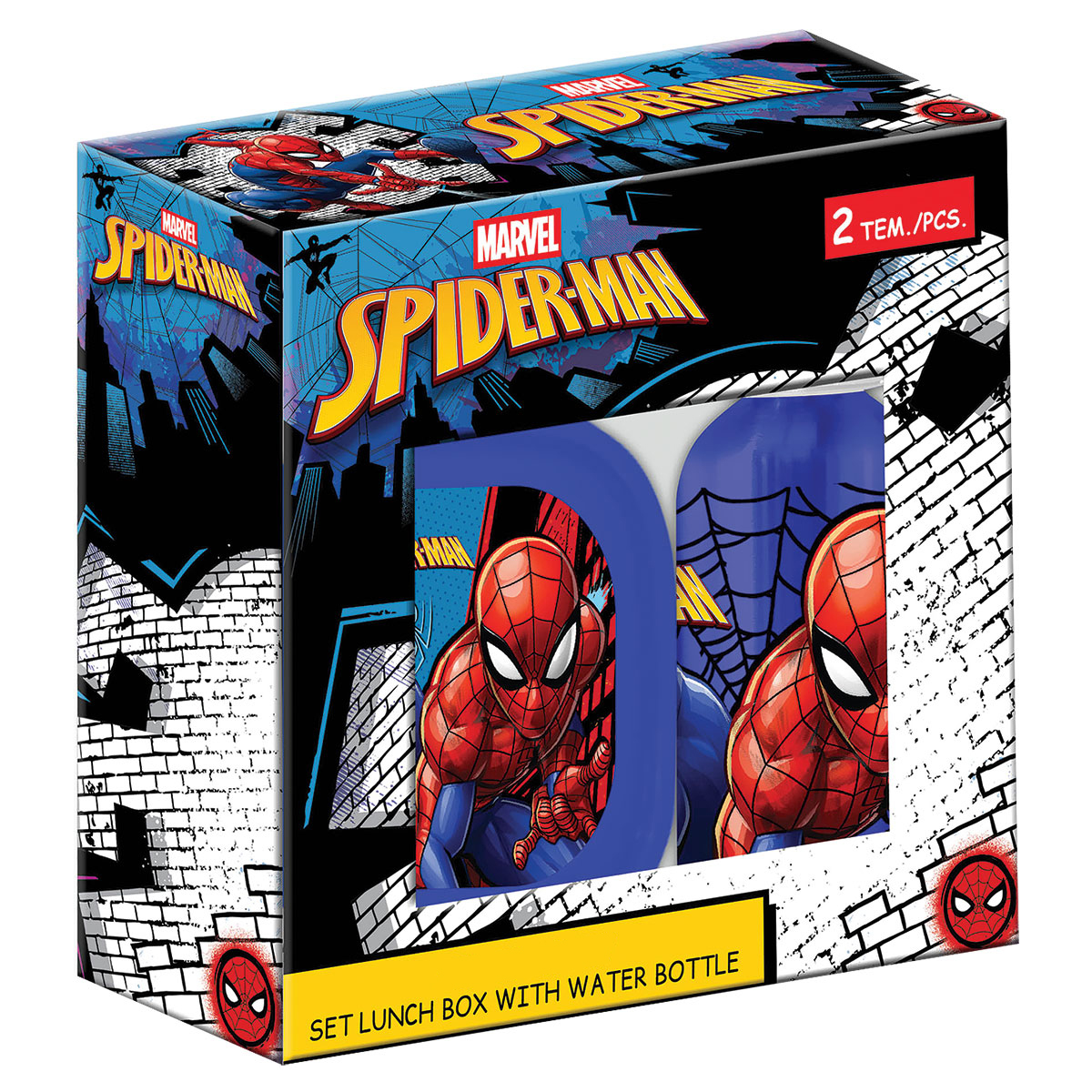 SPIDER-MAN-Set c/ Cantil de Aluminio 400ml+Merendeira