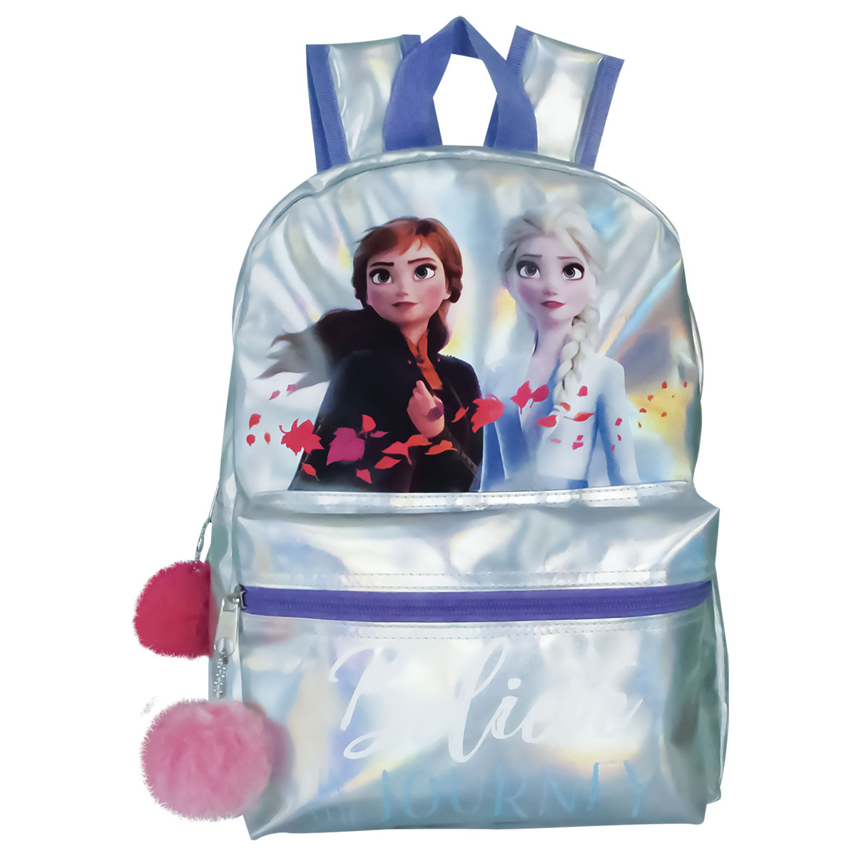 FROZEN2-Mochila metalizada soft com pompons 26x36x11cm FROZEN2-Mochila metalizada soft com pompons 26x36x11cm