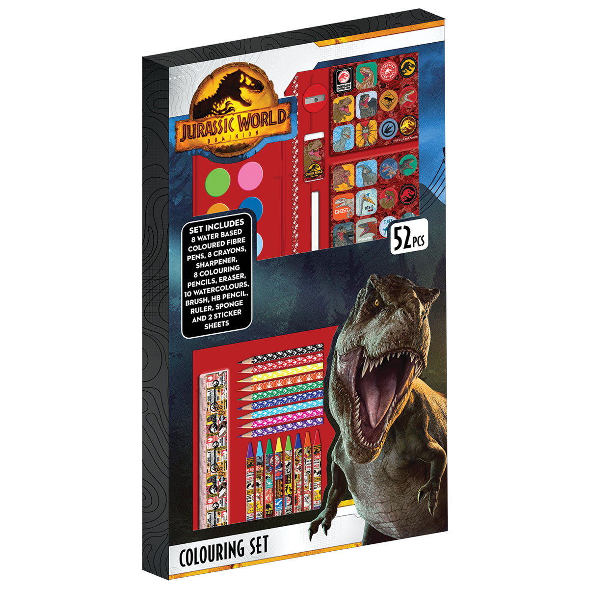 JURASSIC WORLD-DINO-Set de pintura 52 peças JURASSIC WORLD-DINO-Set de pintura 52 peças