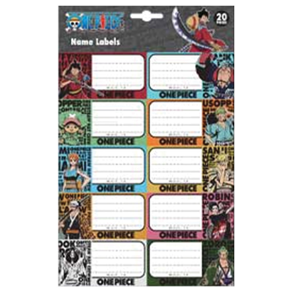 ONE PIECE-20 etiquetas escolares 17x27cm ONE PIECE-20 etiquetas escolares 17x27cm