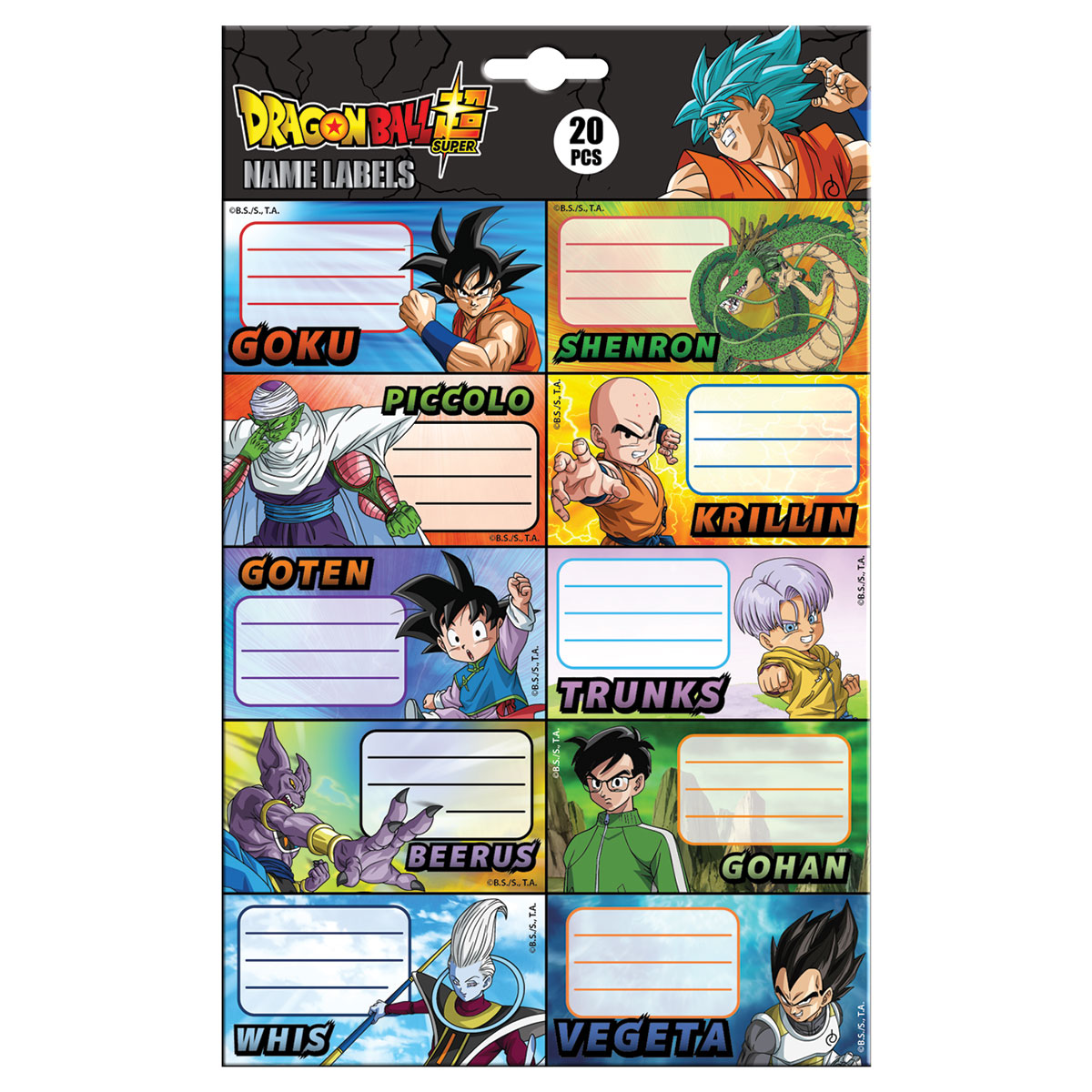 DRAGONBALL-SUPER-20 etiquetas escolares 17x27cm DRAGONBALL-SUPER-20 etiquetas escolares 17x27cm