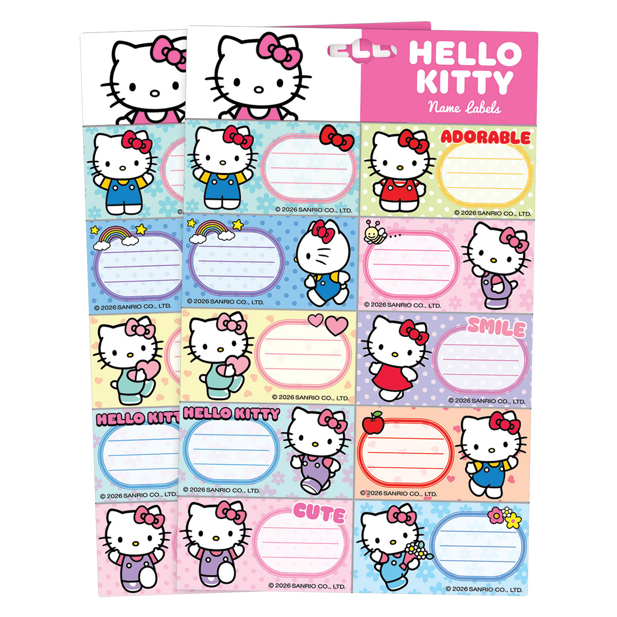 HELLO KITTY-20 etiquetas escolares 17x27cm