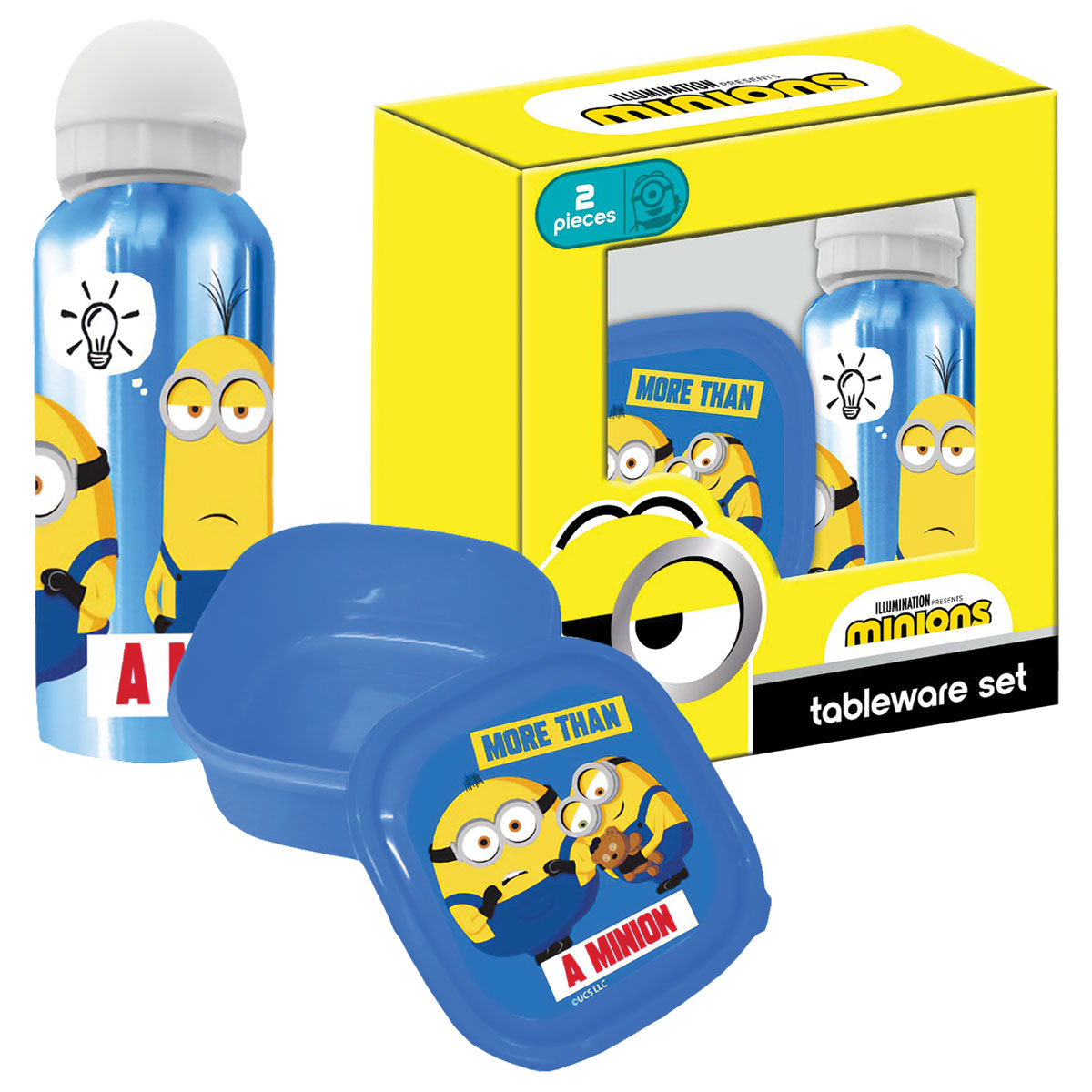 MINIONS-Set c/ Cantil de Aluminio 400ml+Merendeira