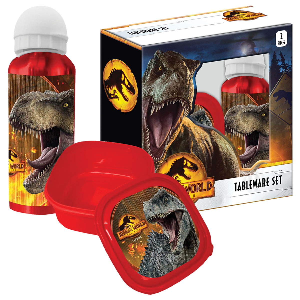 JURASSIC WORLD-Set c/ Cantil de Aluminio 400ml+Merendeira JURASSIC WORLD-Set c/ Cantil de Aluminio 400ml+Merendeira