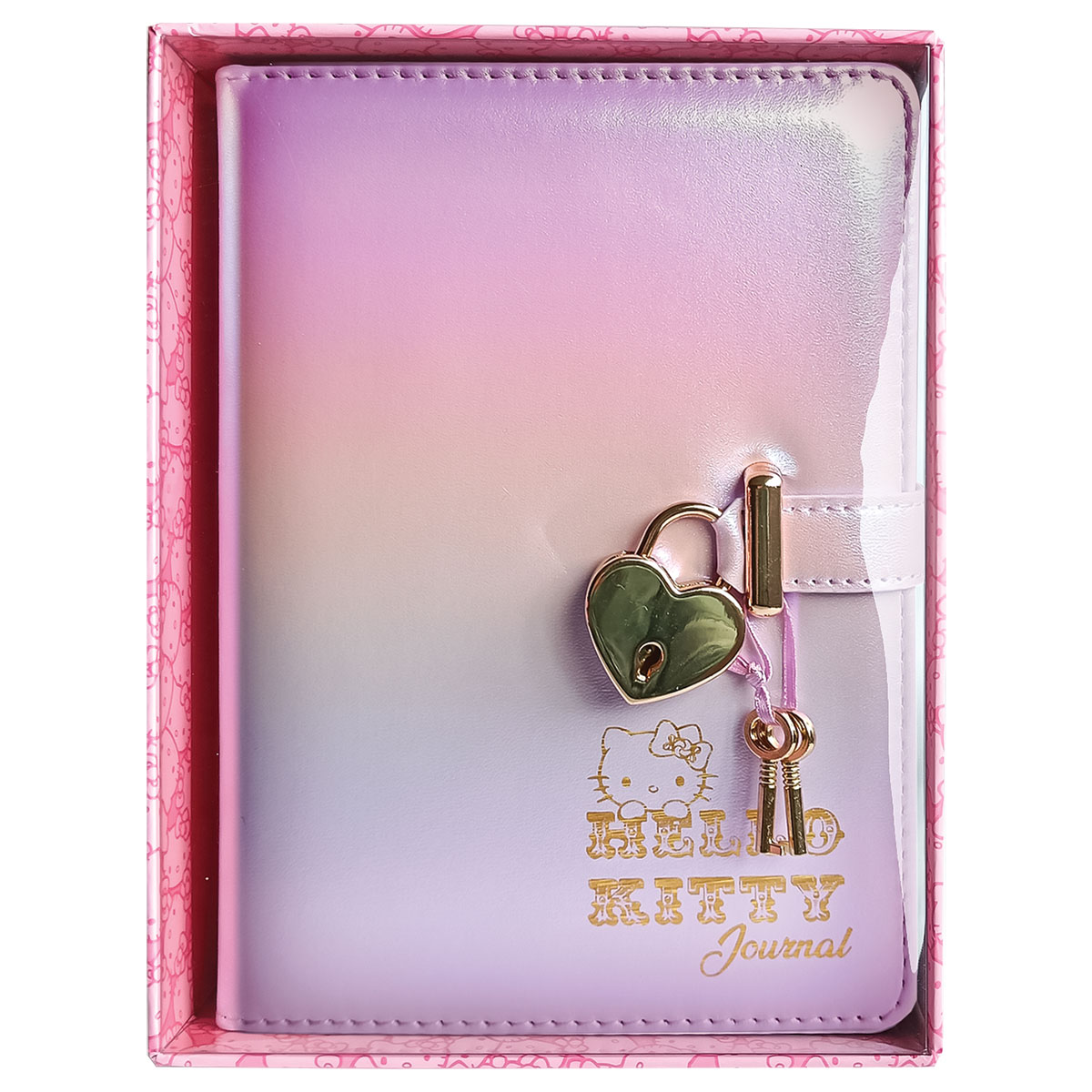 HKITTY-Diário 13x18cm Capa Dura Cadeado Linhas 160p Cx-Holo