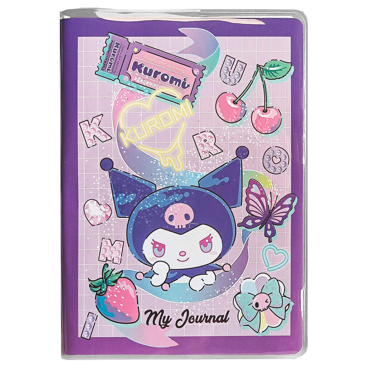 KUROMI-Caderno Notas A7 Capa Mole/PVC Linhas 128pg-Cereja