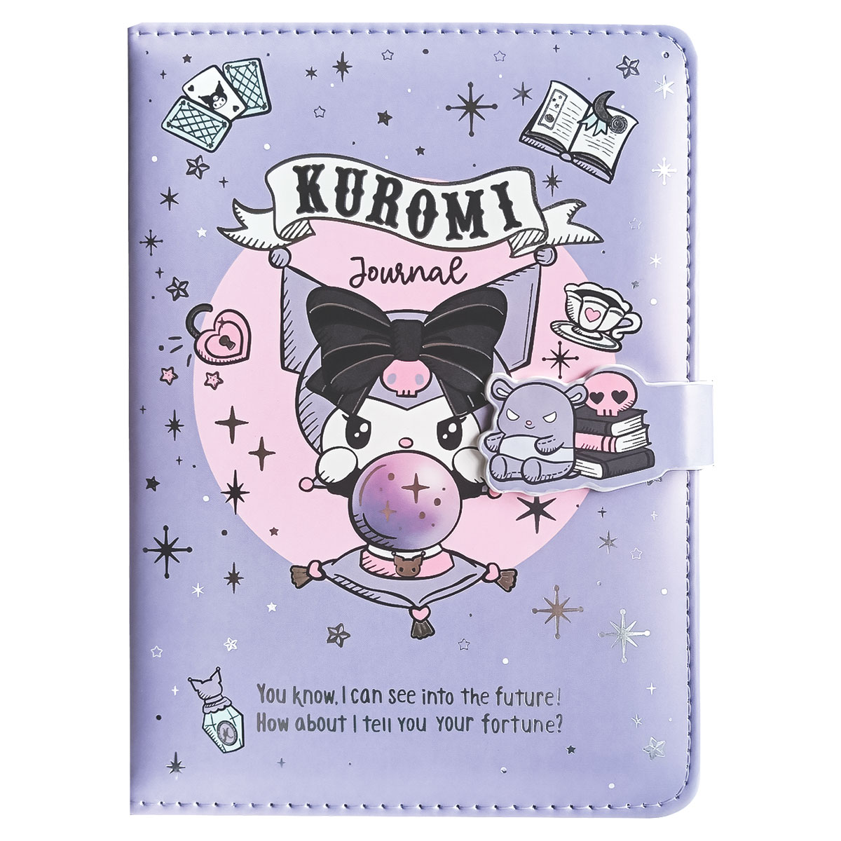 KUROMI-Caderno Notas 13x18cm Capa Dura Aba Iman Linhas 224pg