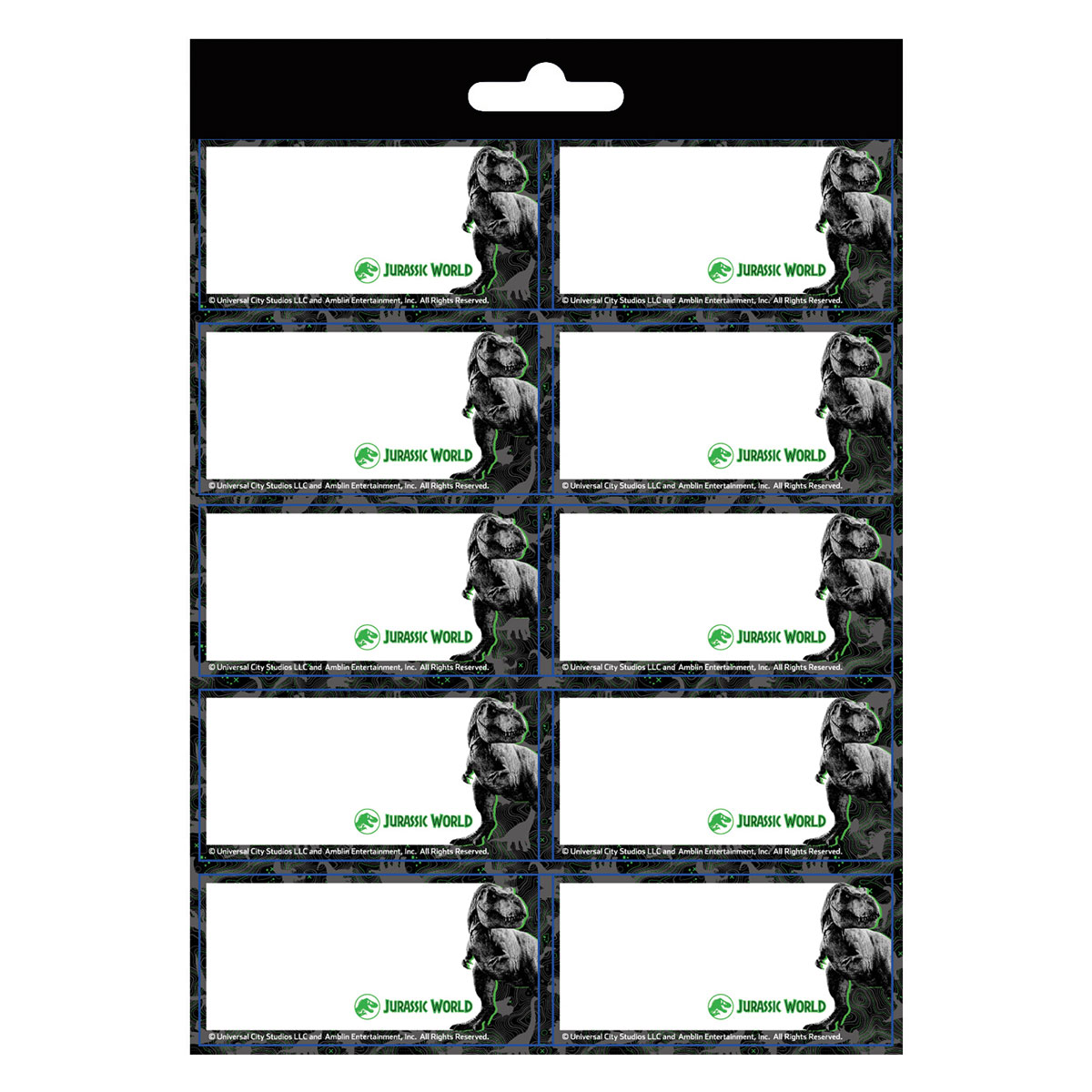 JURASSIC WORLD-TREX-20 etiquetas escolares 15x21cm JURASSIC WORLD-TREX-20 etiquetas escolares 15x21cm