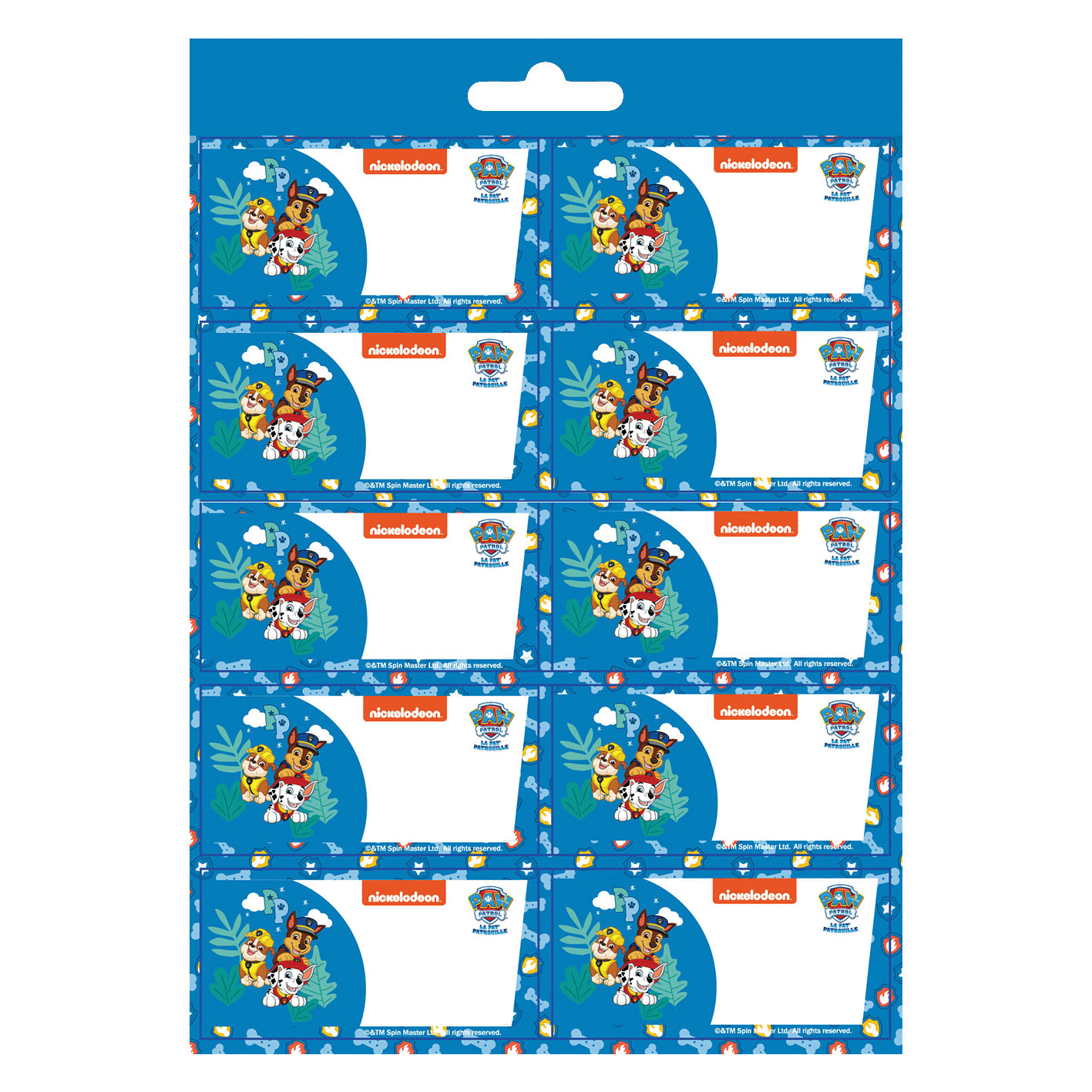 PAW PATROL-BEST PUPS-20 etiquetas escolares 15x21cm