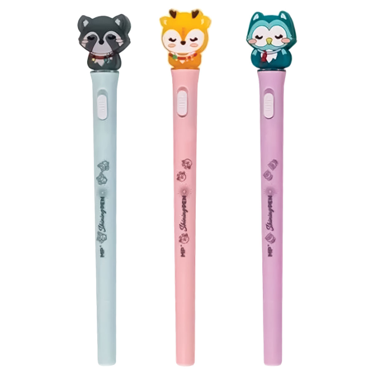 CUTE CT-Esferográfica Gel com Luz-Preta-Animais