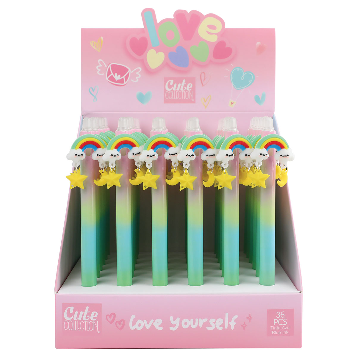 CUTE CT-Esferográfica Gel Apagável-Azul-Arco-Íris