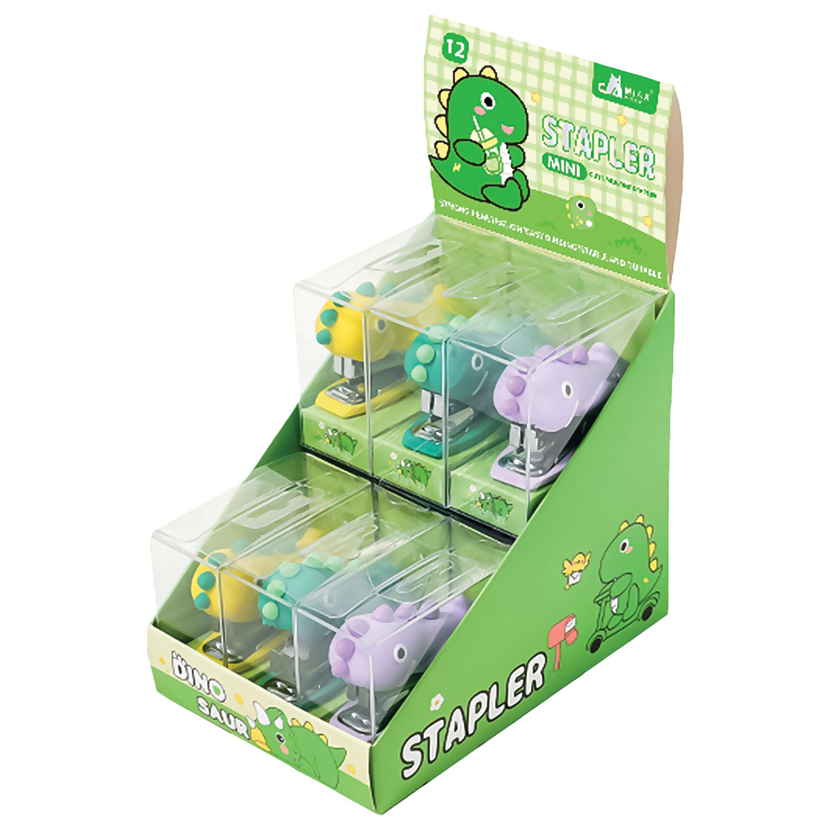 CUTE CT-Agrafador Mini(12 fls)-Tamanho 10-Caixa-Dinossauro