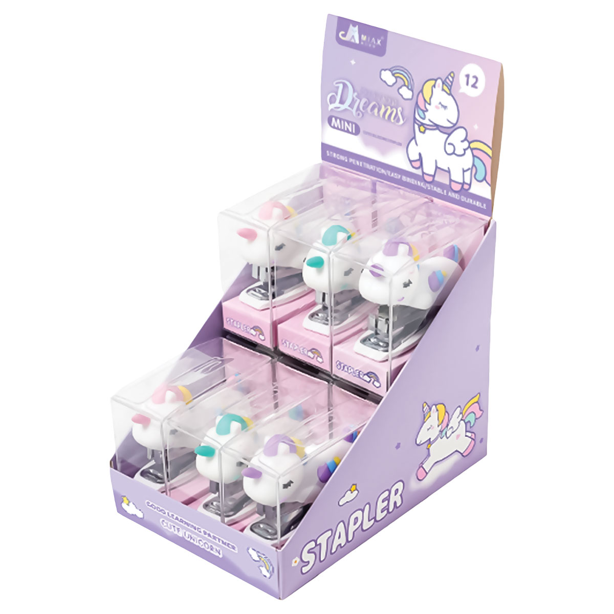 CUTE CT-Agrafador Mini(12 fls)-Tamanho 10-Caixa-Unicórnio