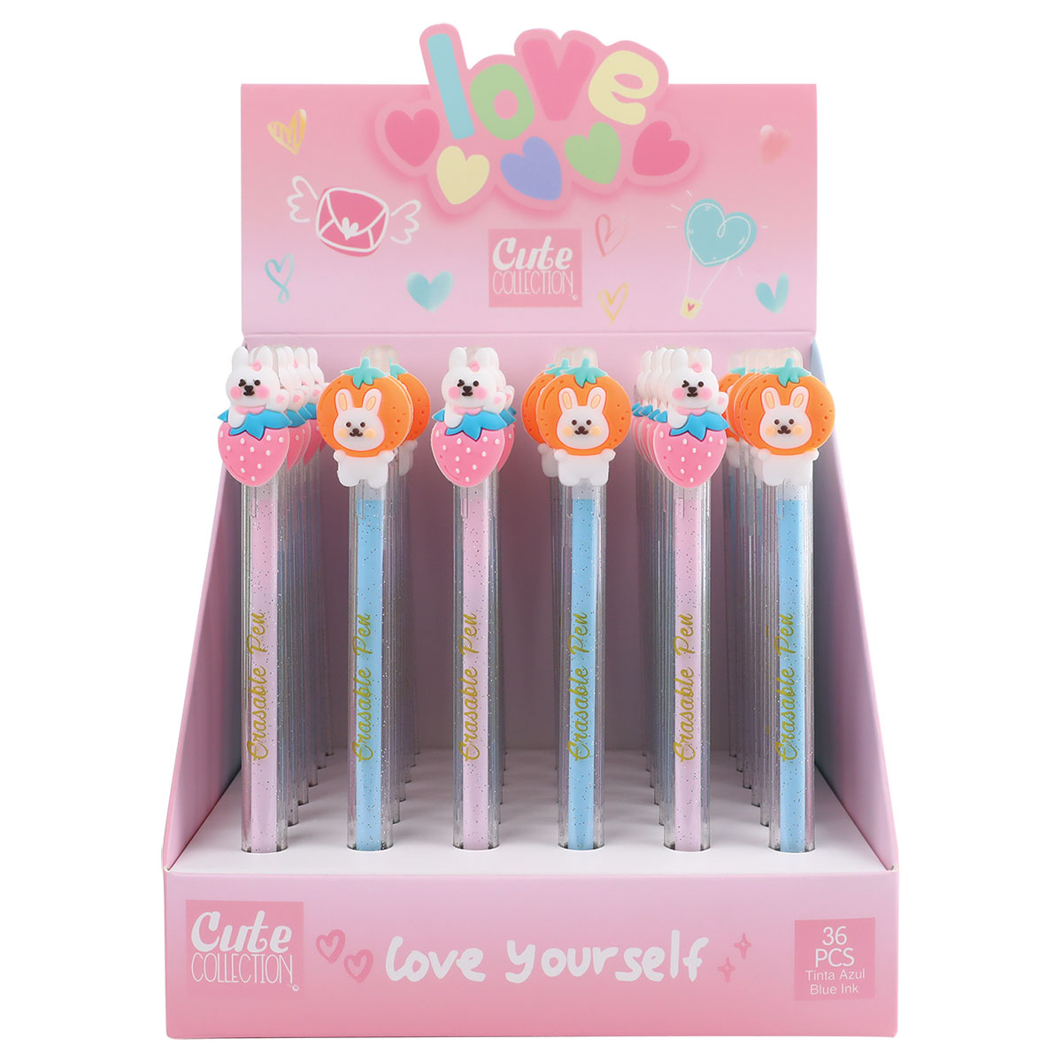 CUTE CT-Esferográfica Gel Apagável-Azul-Coelhos