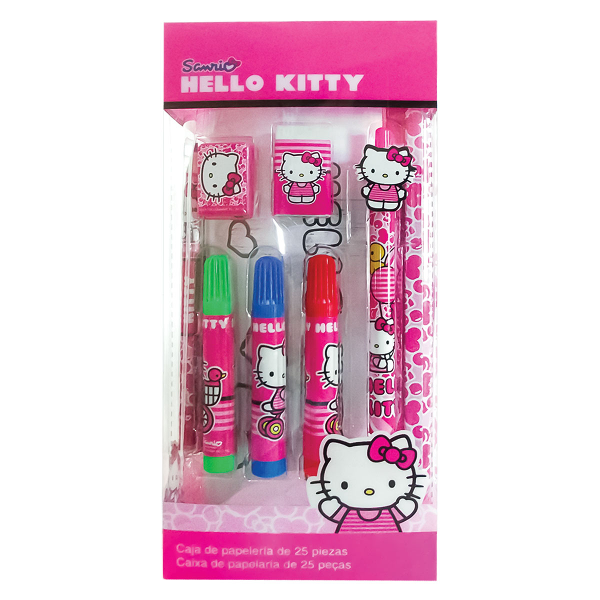 Hello kitty-Kit de pintura em caixa transparente-25 peças Hello kitty-Kit de pintura em caixa transparente-25 peças