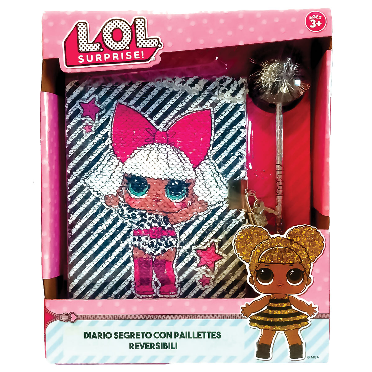 LOL-Set Caderno Lantejoulas+Esferográfica Pompom