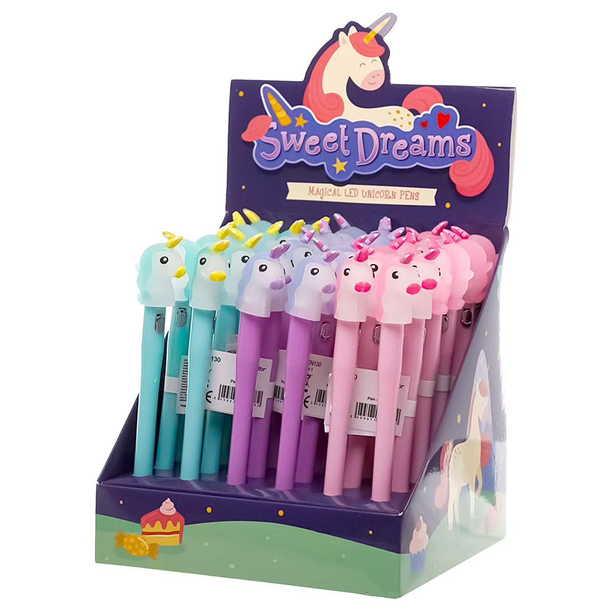 GENÉRICO-Esferográfica c/LED-Preta-Unicórnio