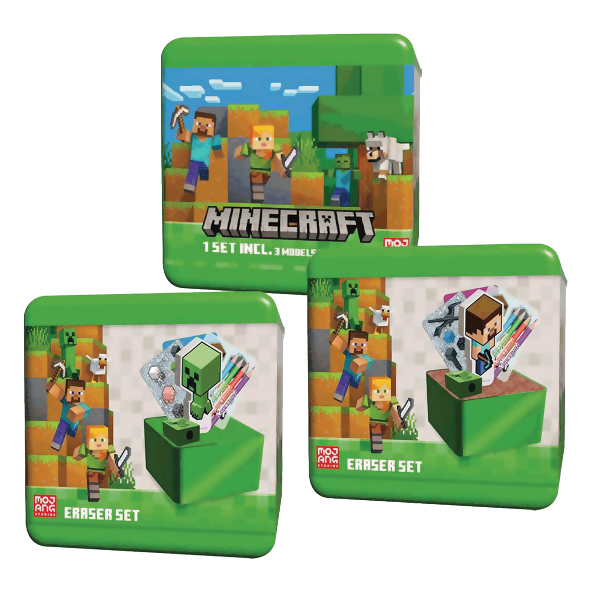 MINECRAFT-Set de Borrachas - 10 Peças