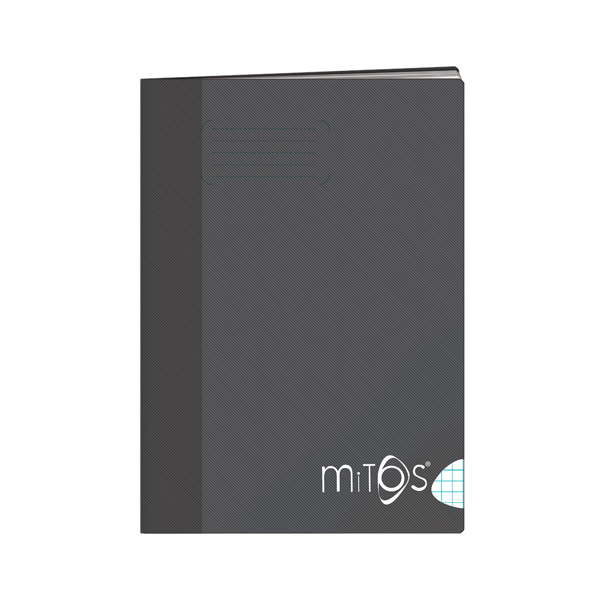 MITOS-Caderno A5 agrafado quadric.48f 80g capa PP preta