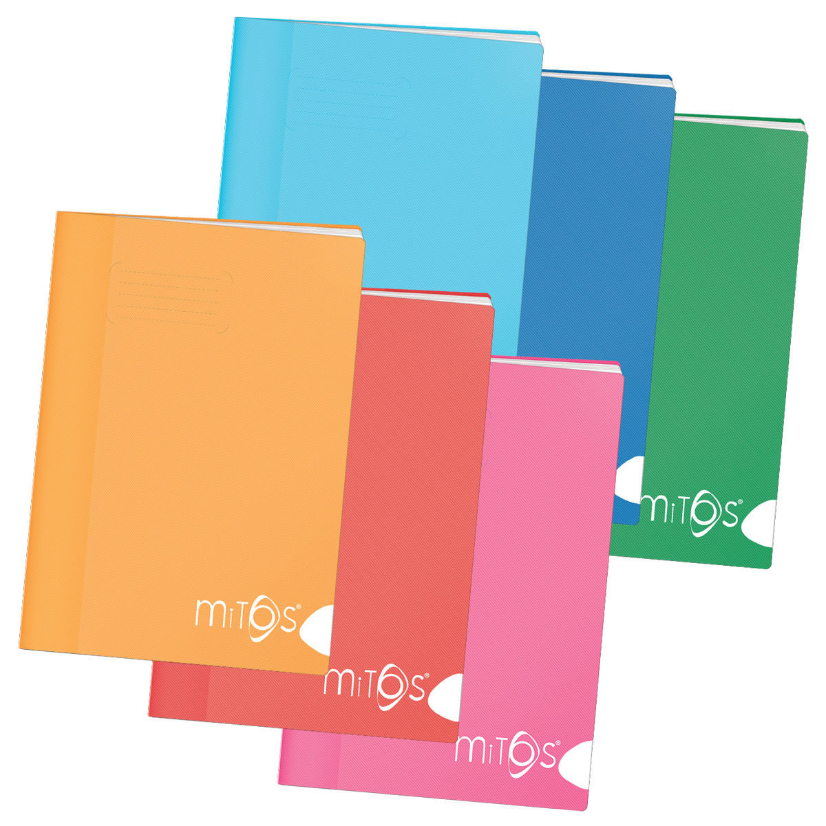 MITOS-Caderno A5 agrafado liso.48f 80g capa PP cor