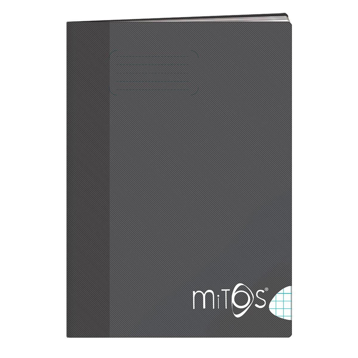 MITOS-Caderno A4 agrafado quadric.48f 80g capa PP preta