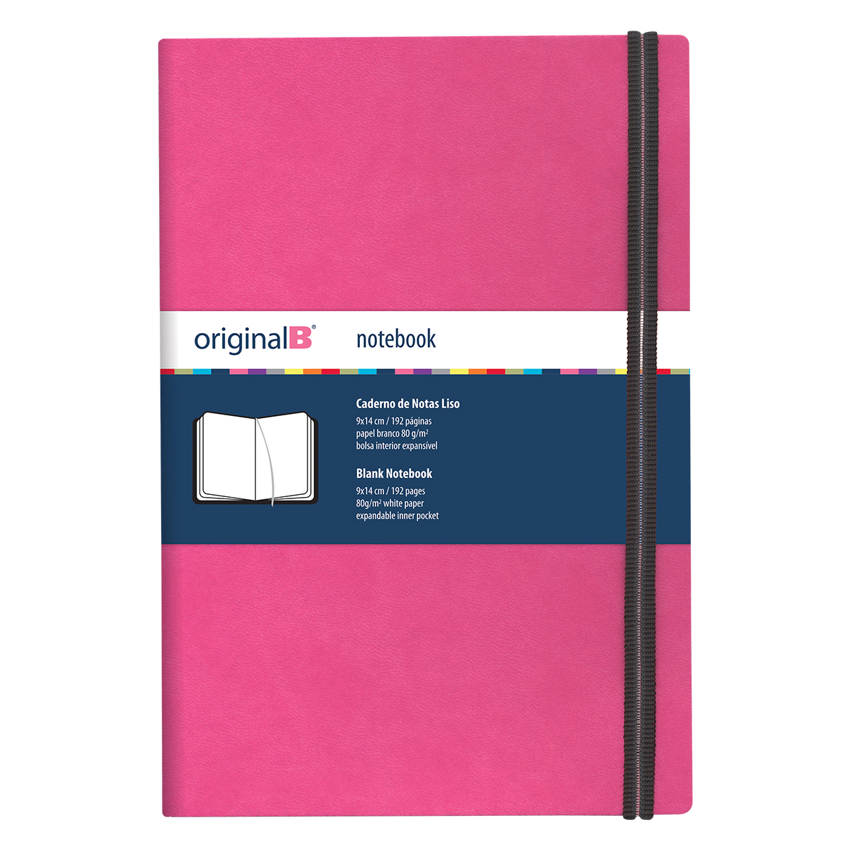 ORIGINALB-Bloco liso (9*14cm)192pg-Papel branco de 80g-elast ORIGINALB-Bloco liso (9*14cm)192pg-Papel branco de 80g-elast