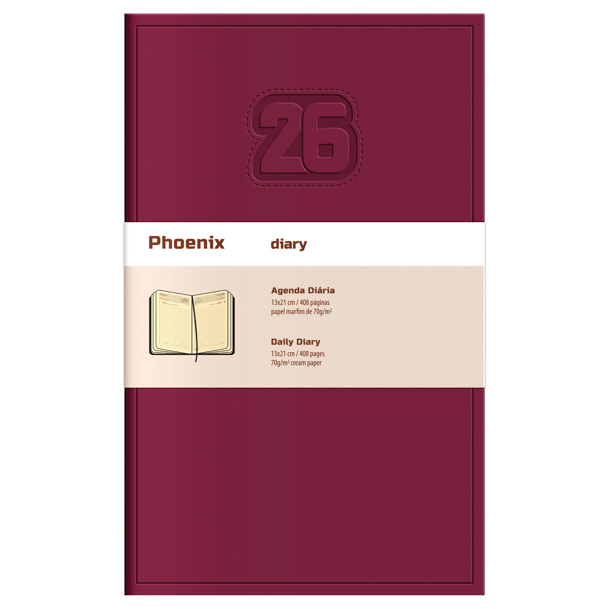 PHOENIX-Agenda Diaria (13x21cm-P18) papel marfim PHOENIX-Agenda Diaria (13x21cm-P18) papel marfim