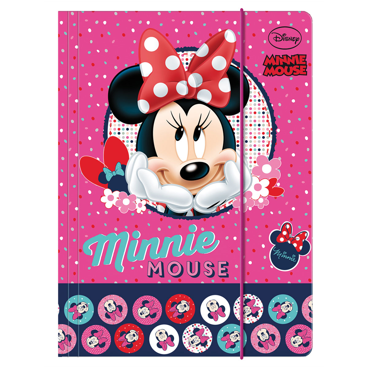 Minnie-Capa A4 cartão com elástico 24x32cm