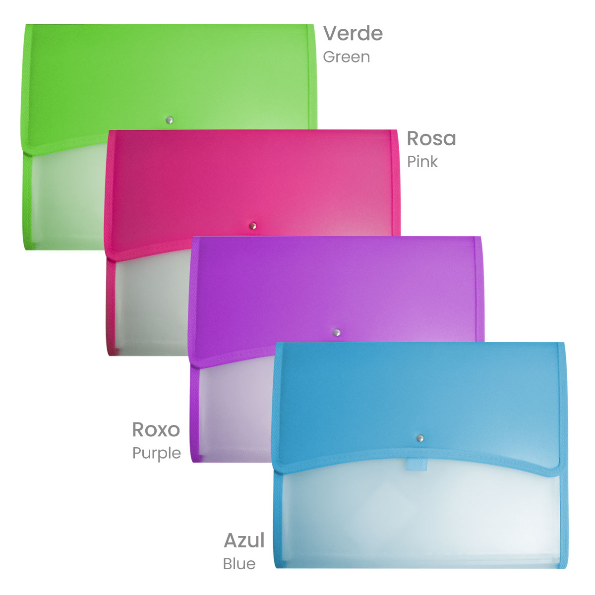 FLUORLINE-Capa A4 PP multiuso-bloco+6bolsas CD-33x27x2cm