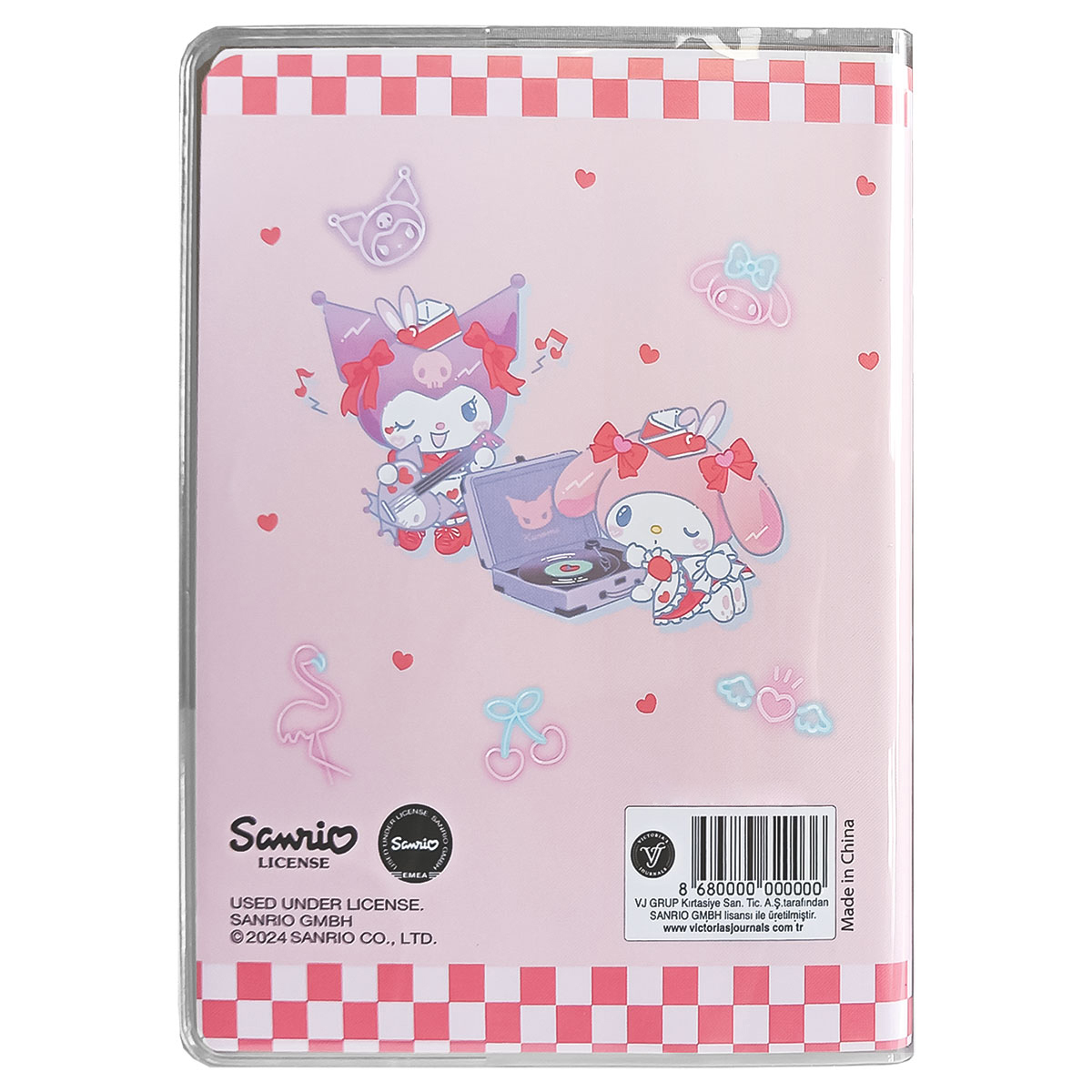 KUROMI-Caderno Notas A7 Capa Mole/PVC Linhas 128pg-Batido