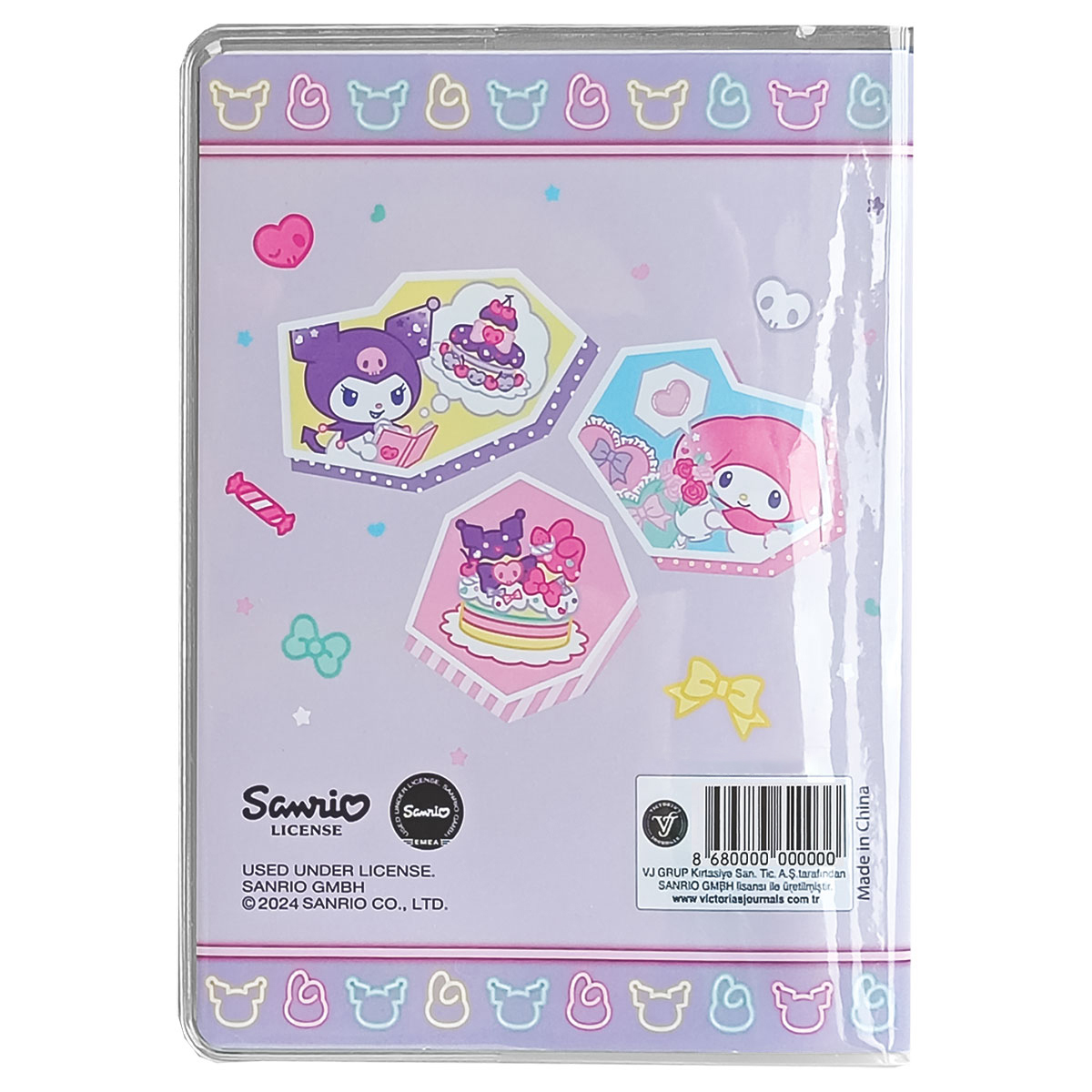 KUROMI-Caderno Notas A7 Capa Mole/PVC Linhas 128pg-Doces