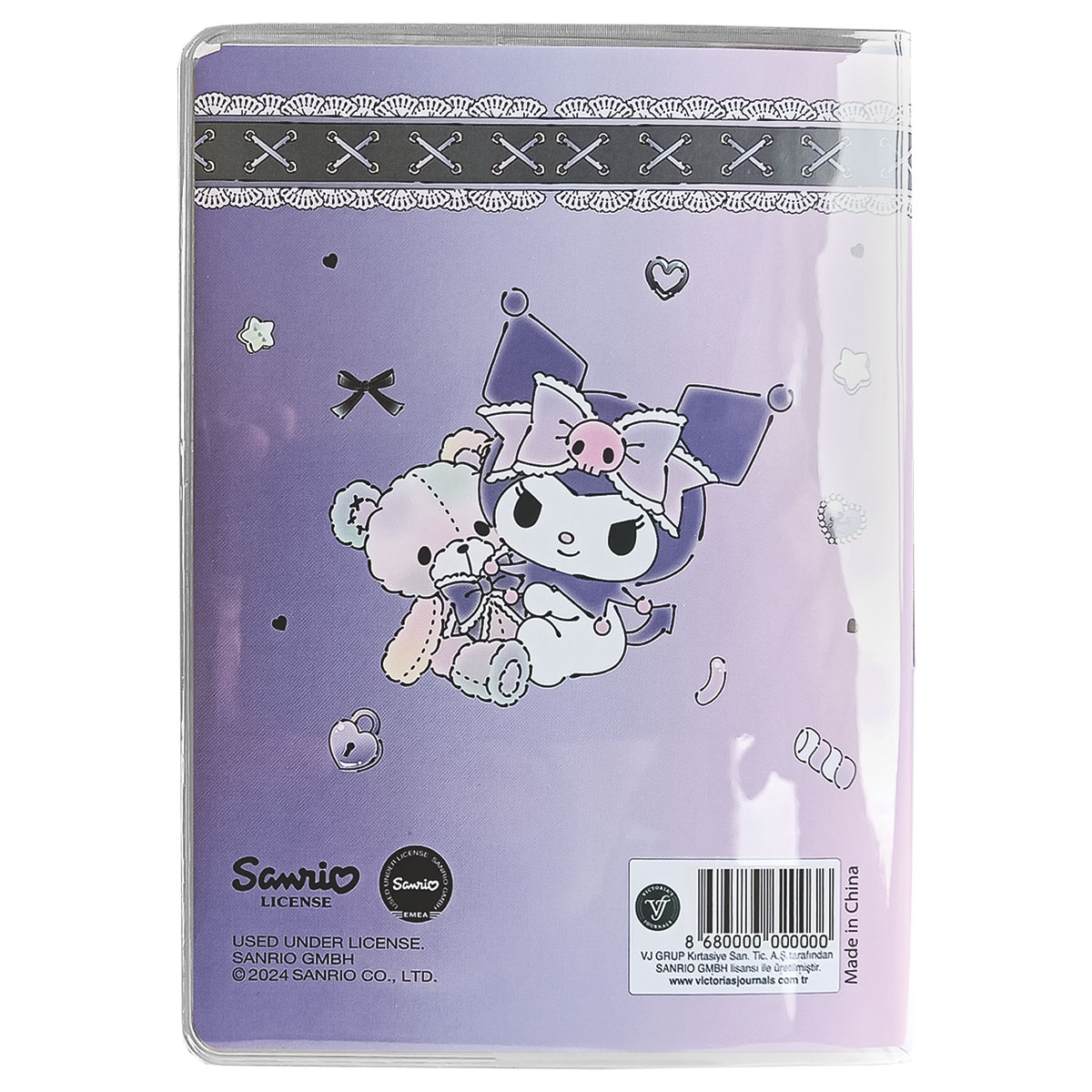 KUROMI-Caderno Notas A6 Capa Mole/PVC Linhas 128pg-Ursinho