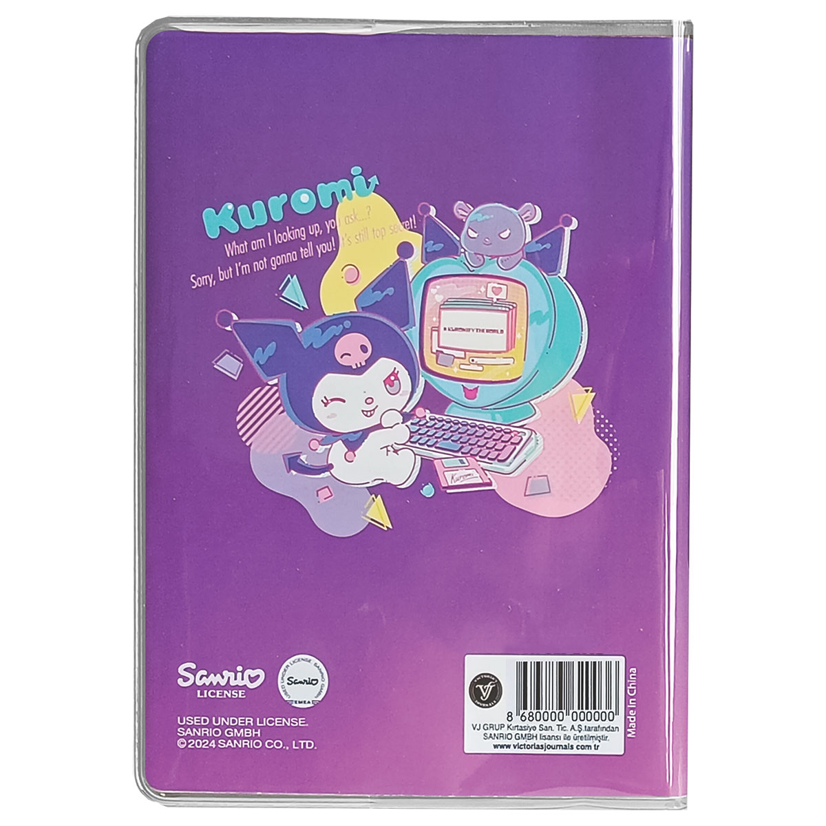 KUROMI-Caderno Notas A6 Capa Mole/PVC Linhas 128pg-Cereja