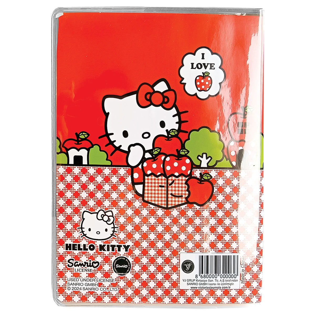 HKITTY-Caderno Notas A6 Capa Mole/PVC Linhas 128pg-Maçã