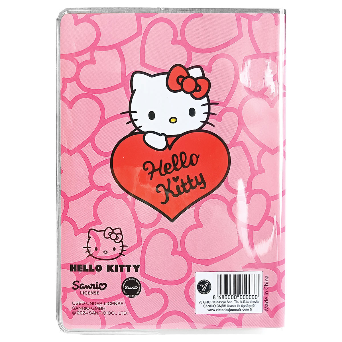 HKITTY-Caderno Notas A6 Capa Mole/PVC Linhas 128pg-Coração