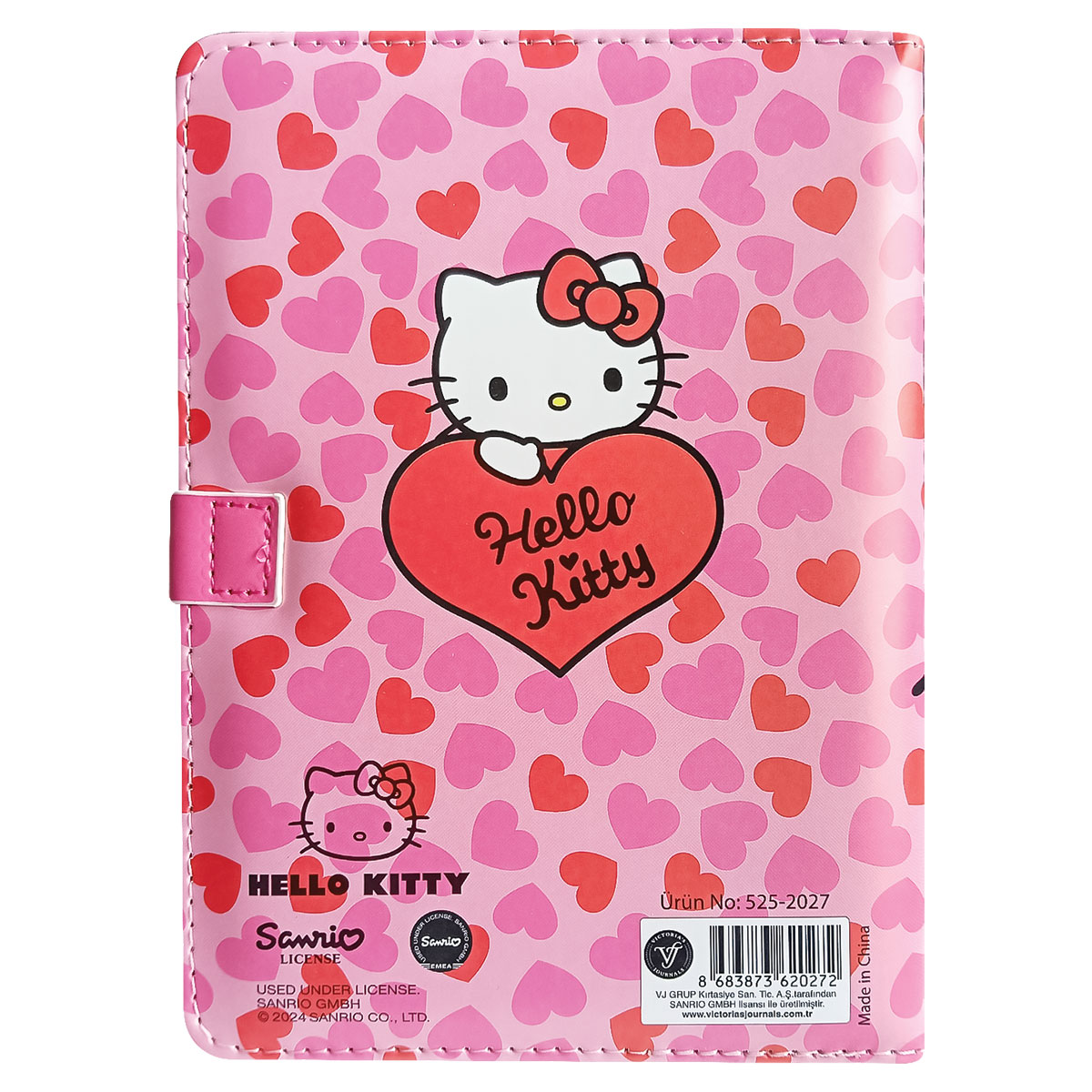 HKITTY-Caderno Notas 13x18cm Capa Dura Aba Iman Linhas 224pg