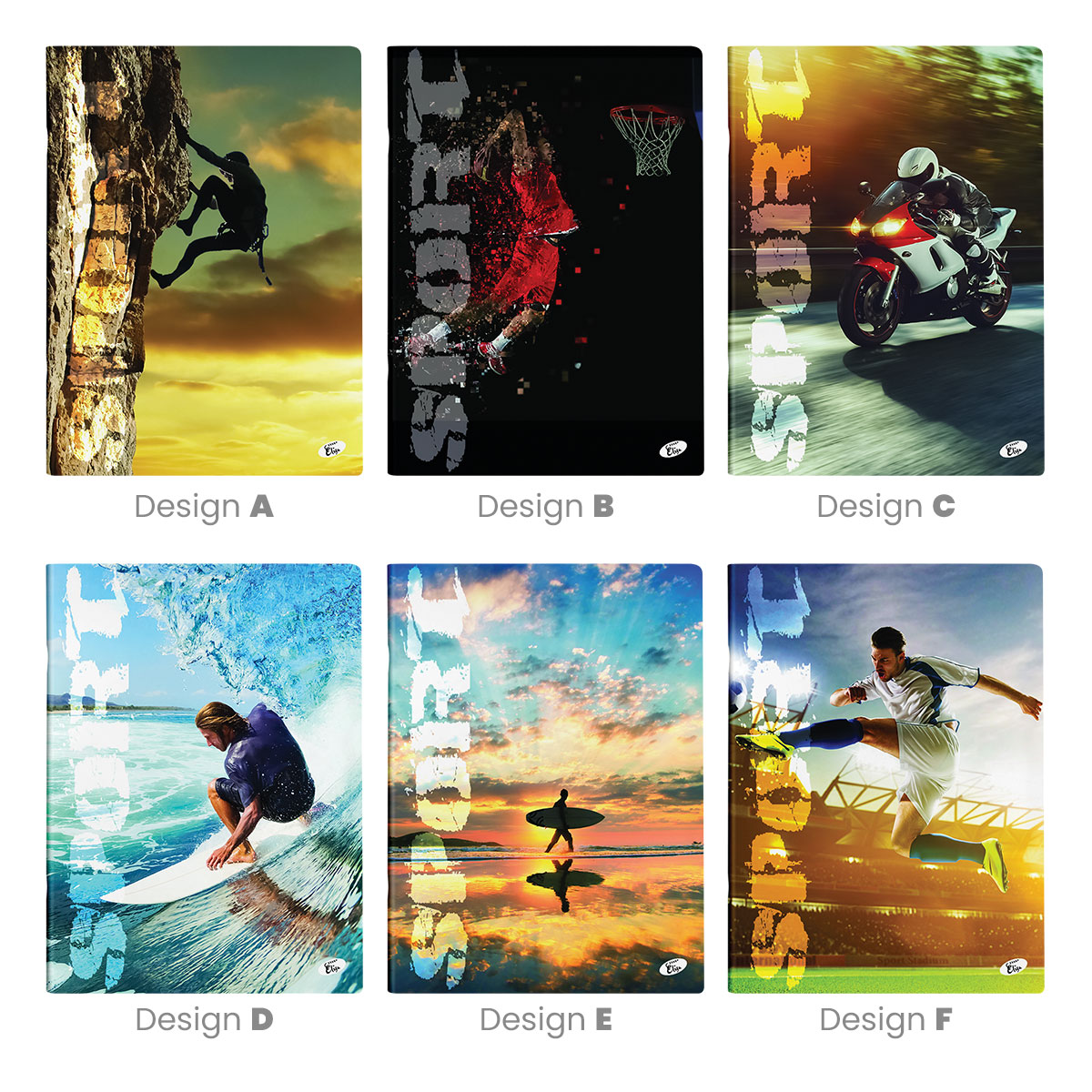 Sports-Cadernos Premium A4  pautados-48 fls+2-80gr-sortido