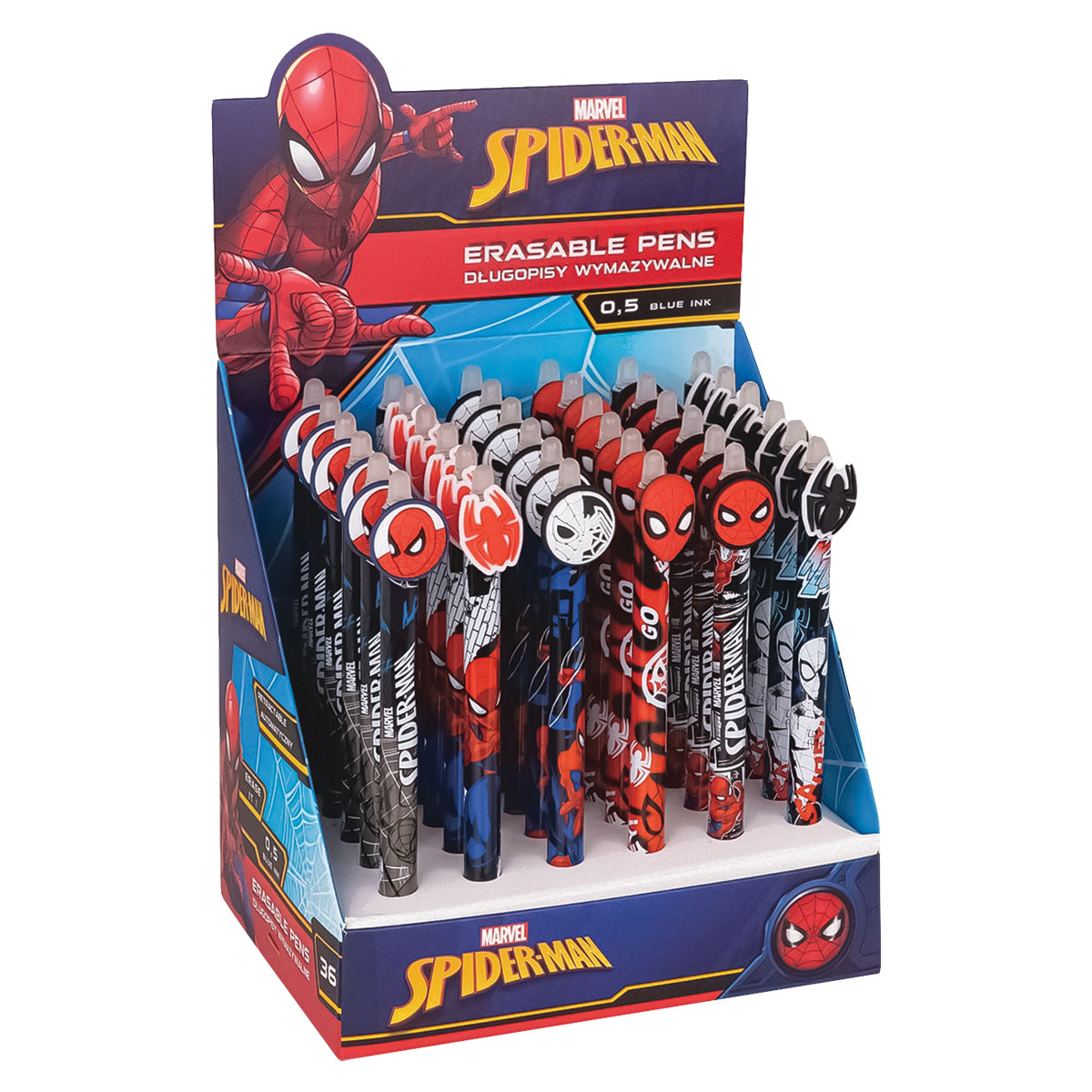 SPIDER-MAN-Esferográfica Apagável-Tinta Azul-6 Designs