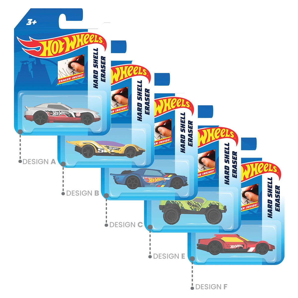 Hot Wheels-Borracha dura em forma de carro blister-sortido