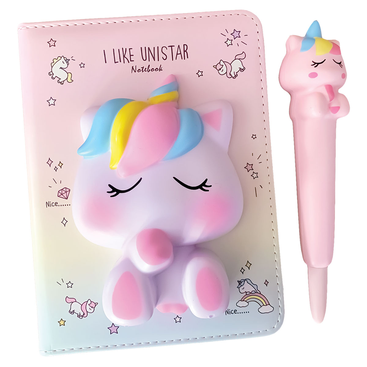 CUTE CT-Set Caderno+Caneta Squishy em Cx Presente-Unicórnio