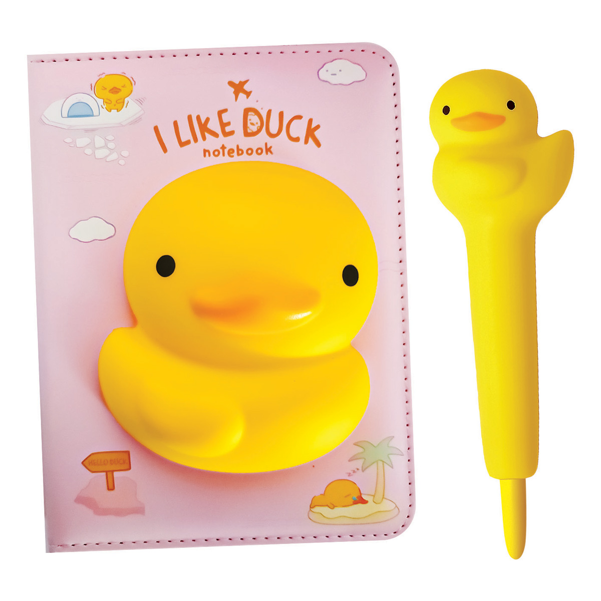 CUTE CT-Set Caderno+Caneta Squishy em Cx Presente-Pato