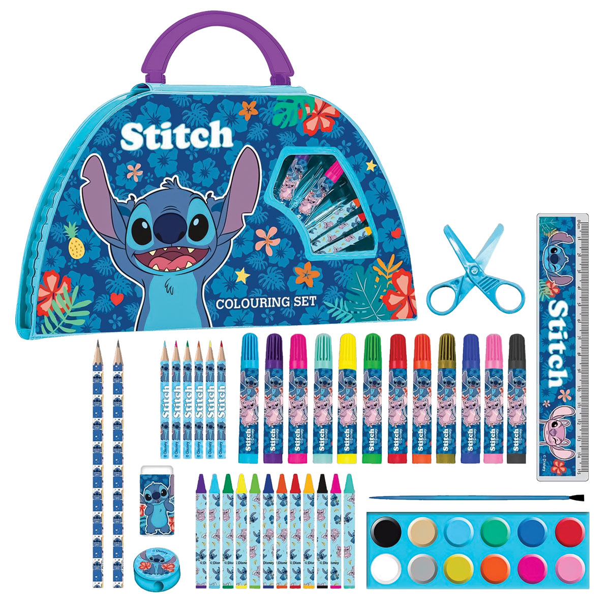 STITCH-Set p/Colorir Blister Meia Lua-50 Peças