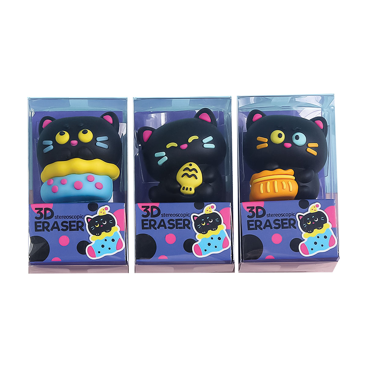 CUTE CT-Borracha c/ forma especial-3D-Gato Colorido