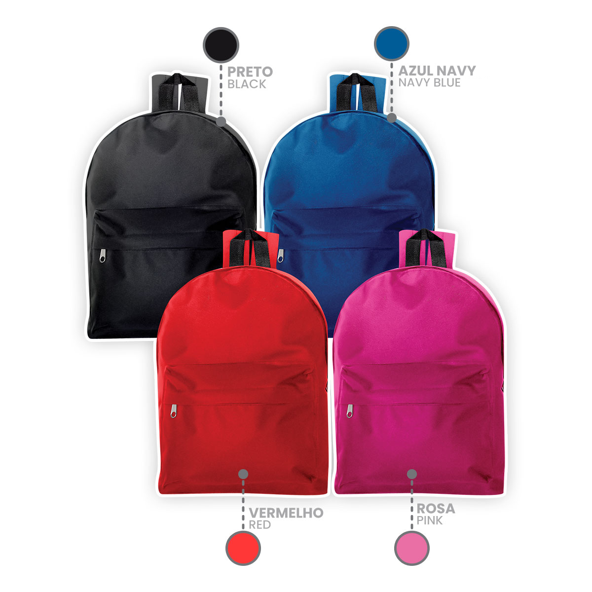 BASIC BAGS-Mochila Grande c/2 fechos 30x40x14cm