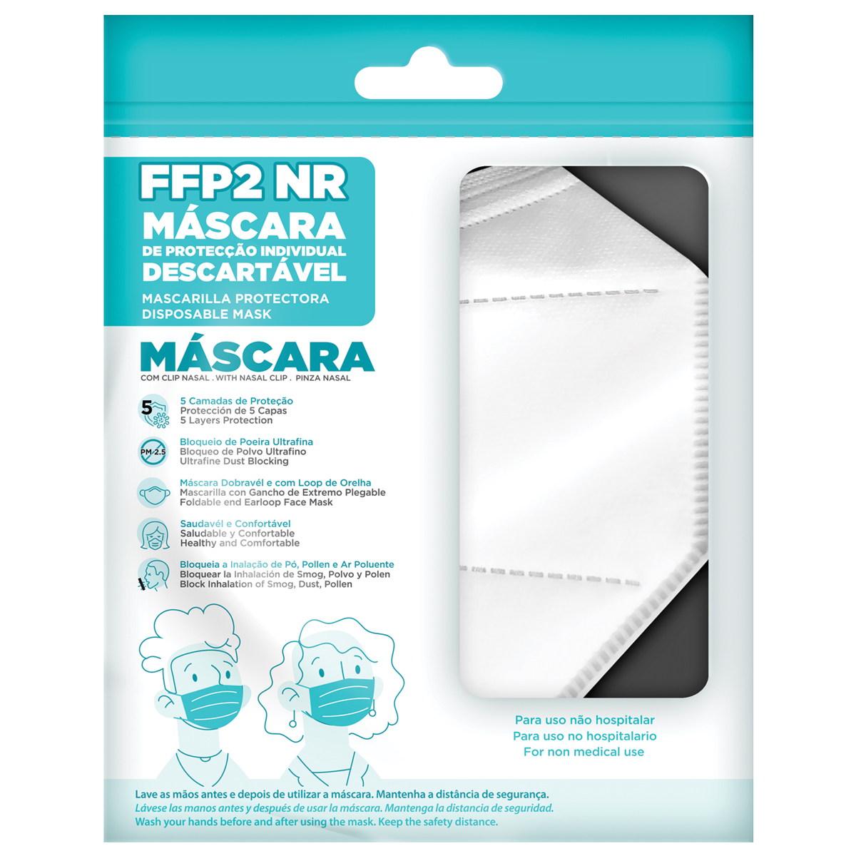 EPI-Máscara Proteção Individual Descartavél-5 Níveis-Branco