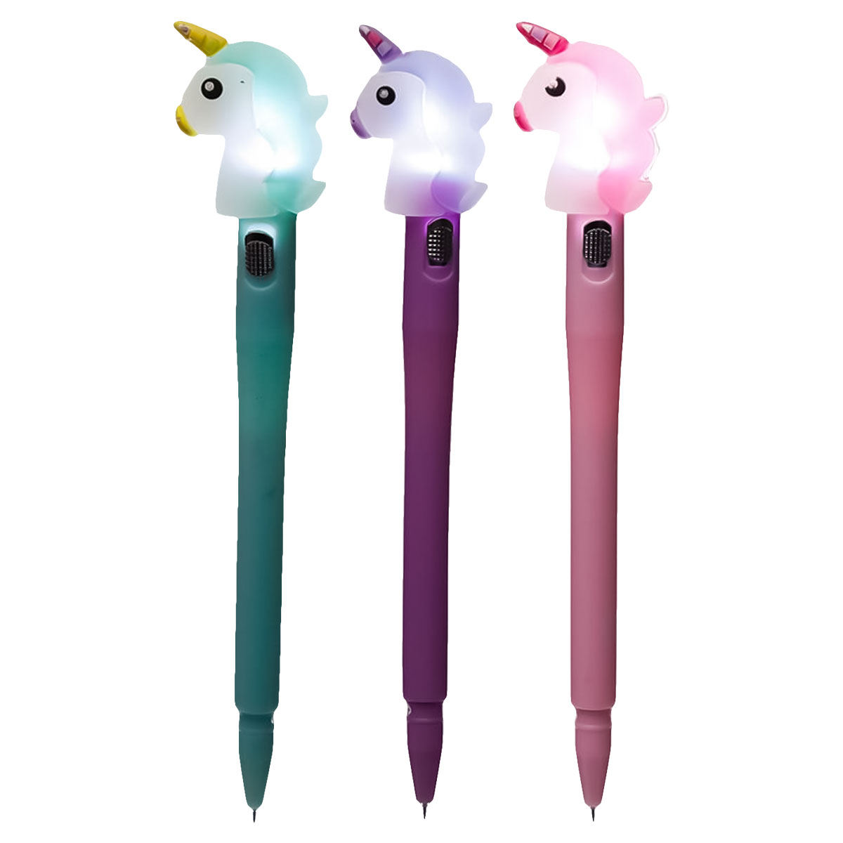 GENÉRICO-Esferográfica c/LED-Preta-Unicórnio