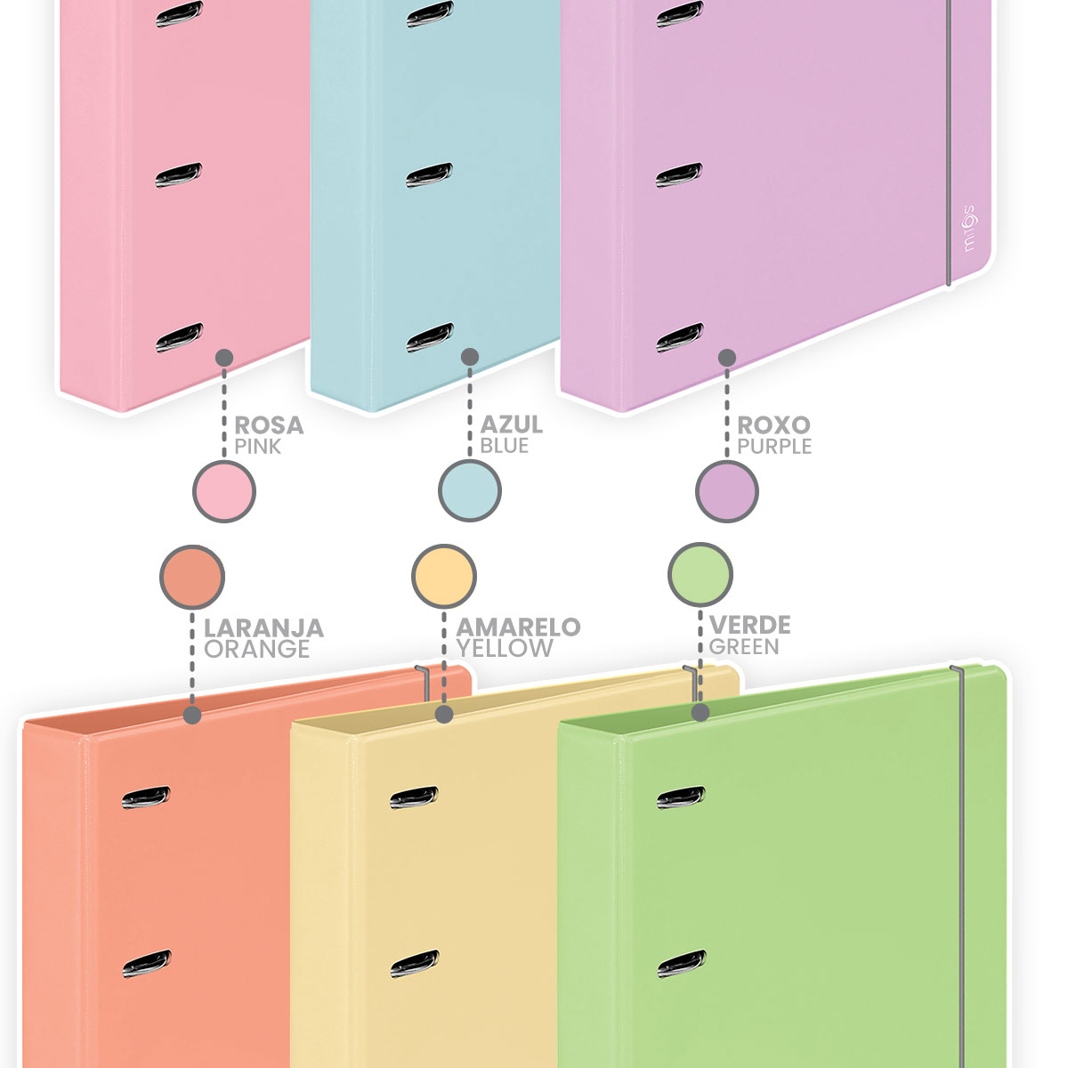 MITOS PASTEL-CapaA4 4argola-elástico+6separad cartão+recarga