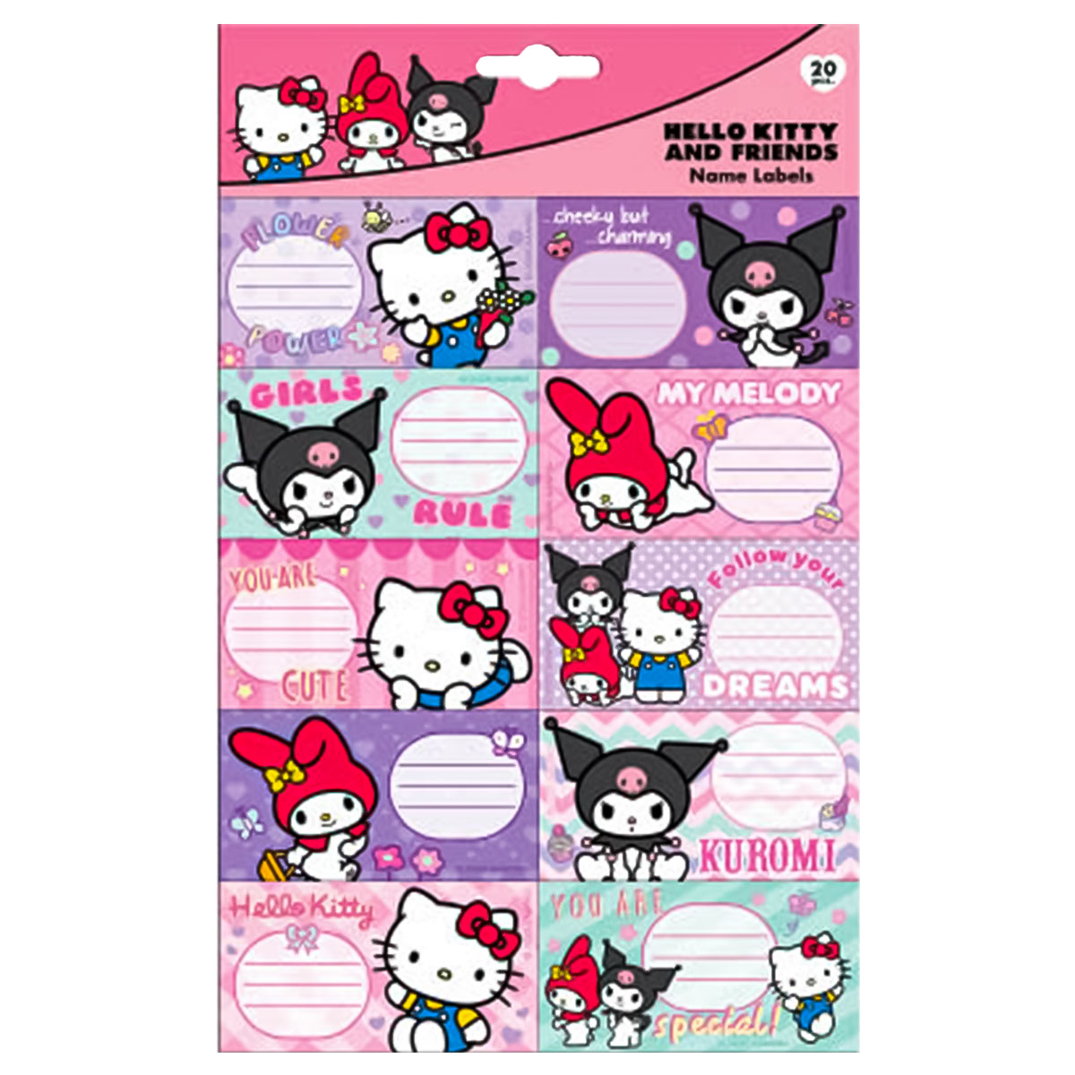 HELLO KITTY-20 etiquetas escolares 17x27cm