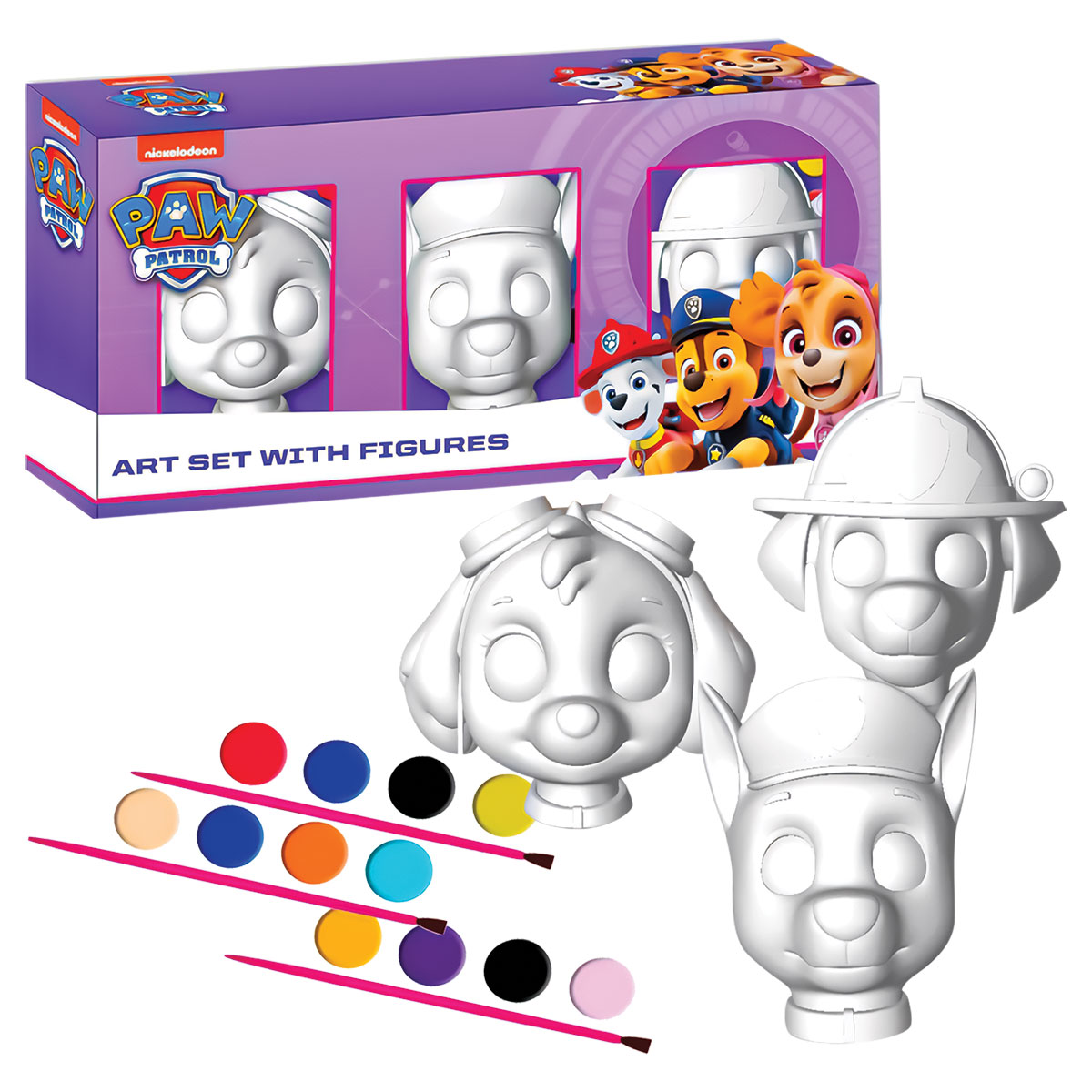 Paw Patrol-Set 3 Figuras p/ Pintar em Caixa Presente