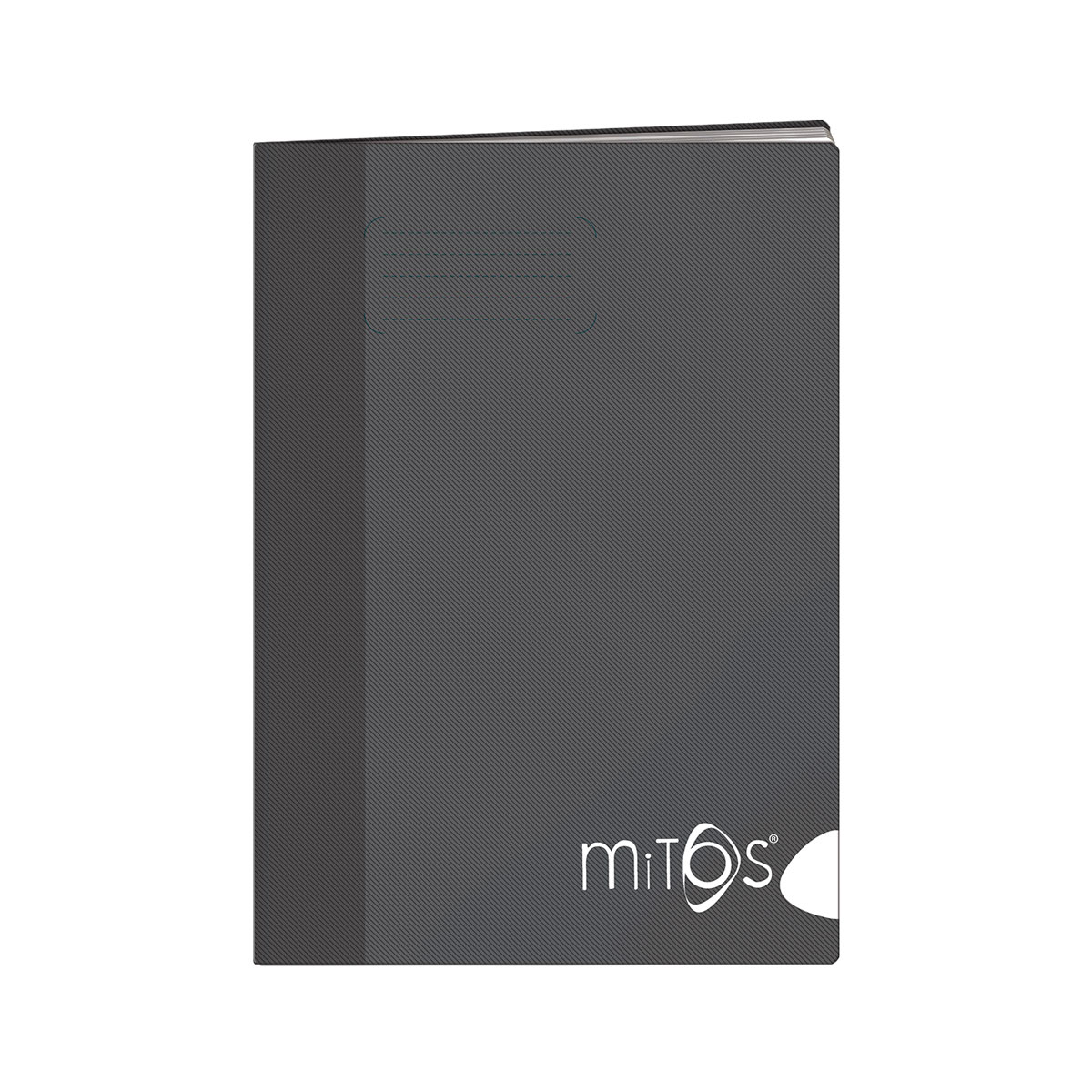 MITOS-Caderno A5 agrafado liso 48f 80g capa PP preta